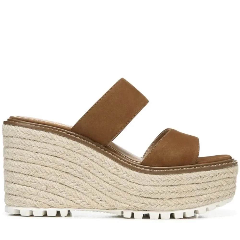 NEW Sam Edelman Luca Wedge Platform Suede Espadrille Sandals Size 8.5 - Picture 3 of 9